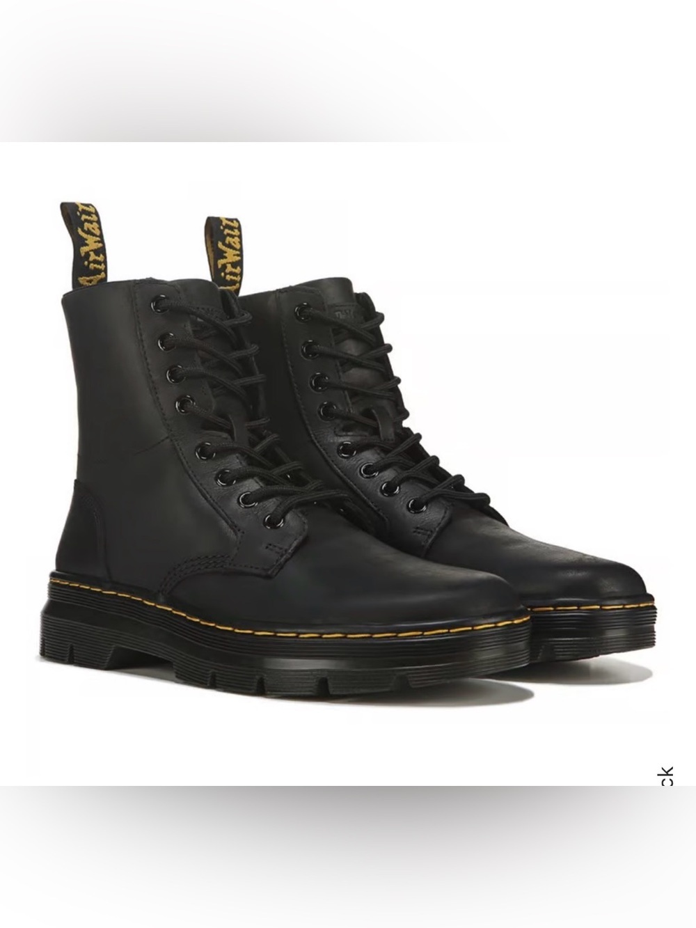 Dr Martens Zavala Combat Black Leather Boots 8 Grunge Dark Academia Y2K Utility